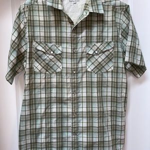 Horny Toad Sleeve Shirt Green Plaid Pearl Snaps Men’s Size: Medium